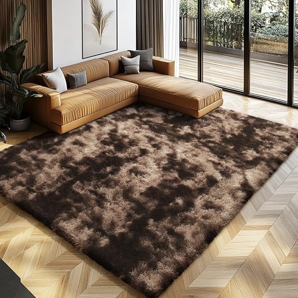 Plush Shag Rugs for Living Room Ideas That Feel Instantly Inviting 59 Earthy Mottled Brown Faux Fur Rug