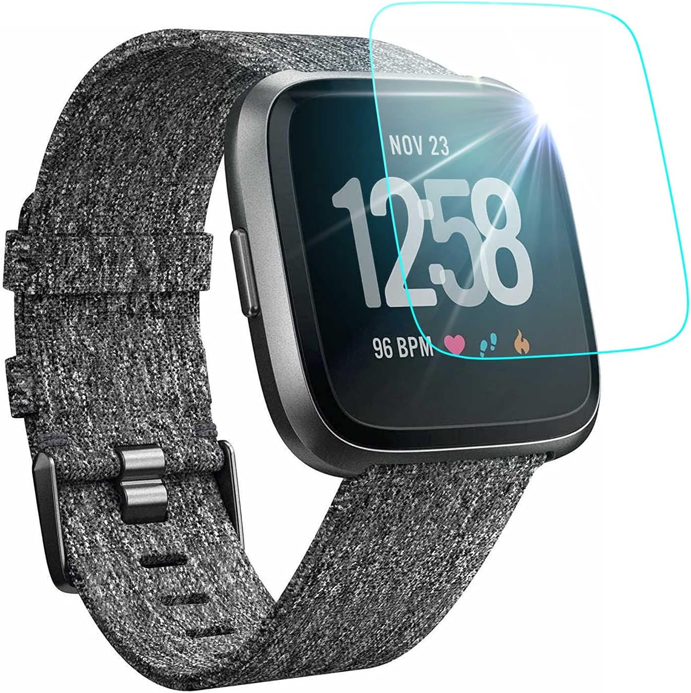 NANW [4-Pack Screen Protector Compatible with Fitbit Versa/Versa Lite Edition Smartwatch (Not for Versa 2), Tempered Glass Waterproof Screen Glass Cover Protector