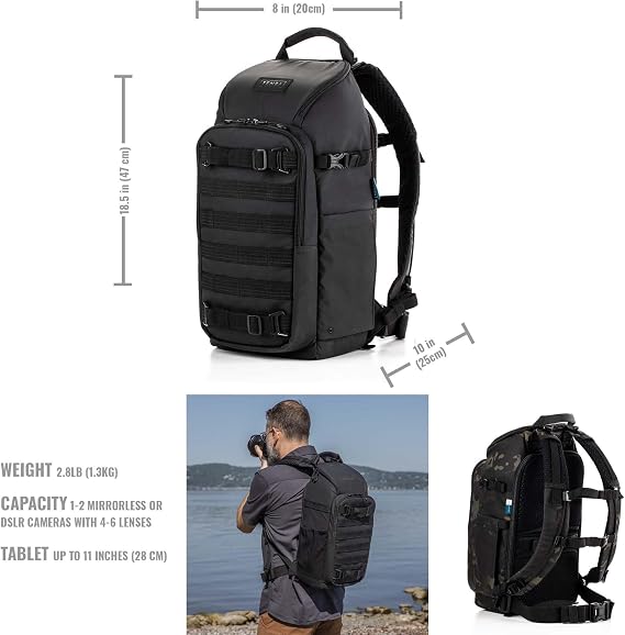 Tenba Axis v2 16L Camera Backpack for DSLR and Mirrorless cameras and lenses plus an 11-inch Tablet Black (637-752)