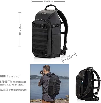Tenba Axis v2 16L Camera Backpack for DSLR and Mirrorless cameras and lenses plus an 11-inch Tablet Black (637-752)