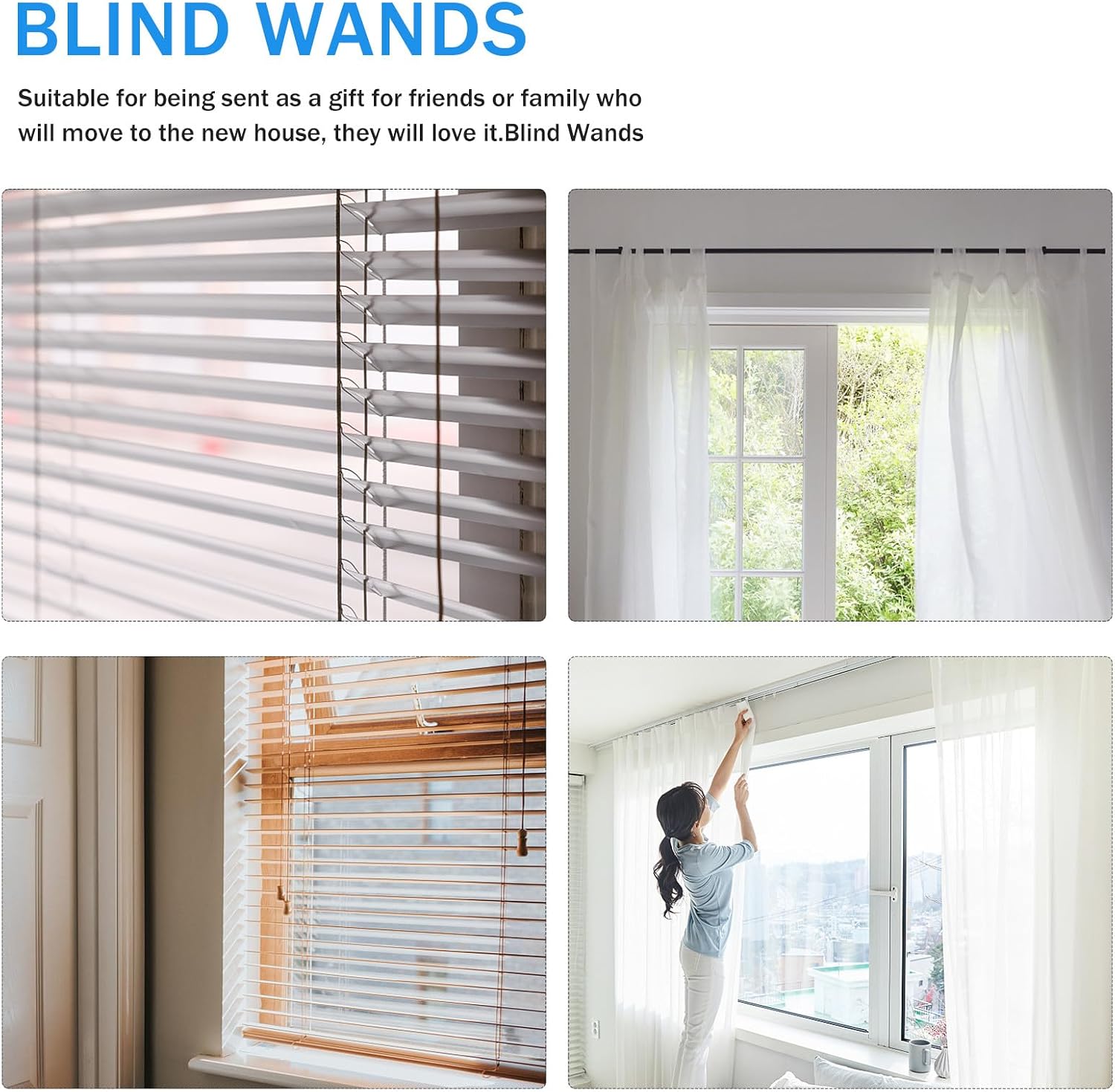 VALICLUD 17 Inches Vertical Blinds Rods Plastic Blind Wands with Hook Replacement Tilt Rods Operation 8pcs Set