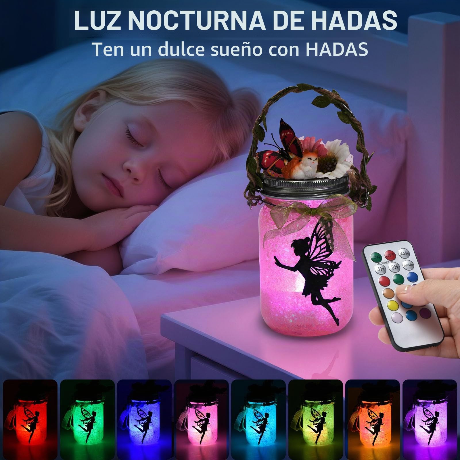 FOMOMDI Hadas DIY en frasco, juego de luz nocturna de linterna de hadas que cambia de color con mando a distancia, regalos y actividades para niños y niñas para cumpleaños y días festivos, juguete de