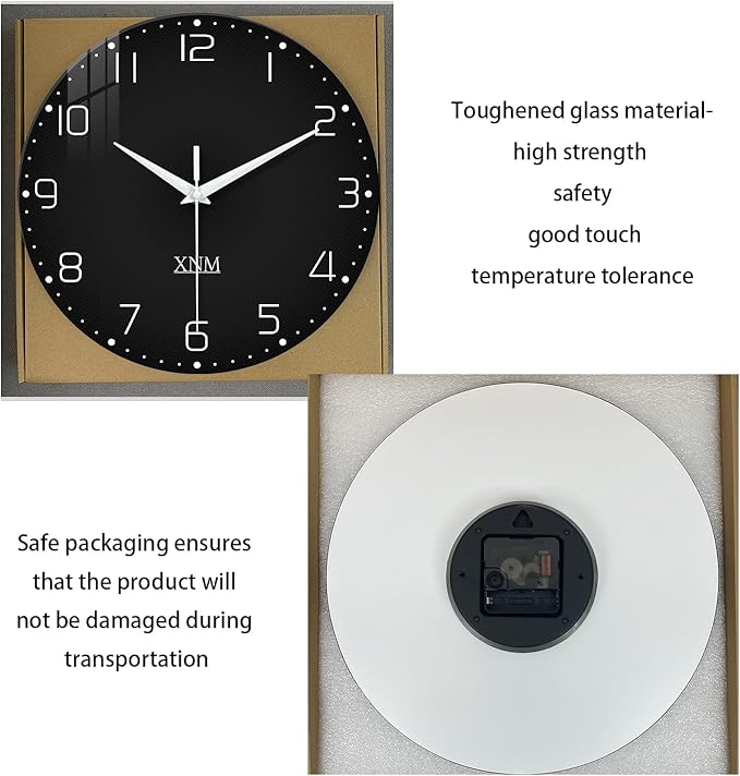 Reloj de Pared Minimalista XNM 12 Pulgadas Negro Analógico Silencioso miniatura 8