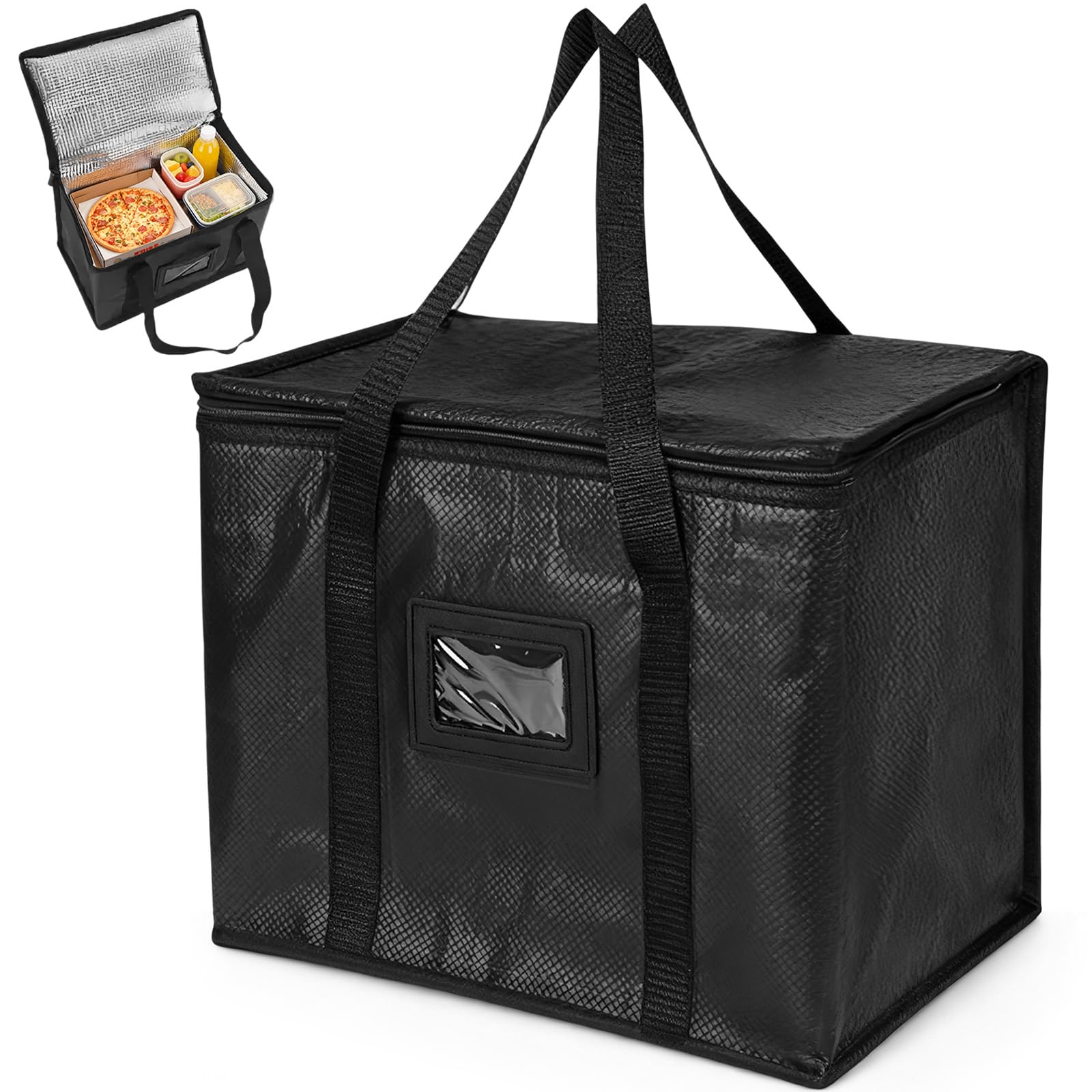 Borsa Termica Alimenti Grande 70L con Cerniera, Borse Isolate per Consegna della Pizza Riutilizzabili, Borsa Frigo Cibo Caldo o Freddo Pieghevole, Sacchetti Refrigerati per Campeggio, Barbecue, Picnic