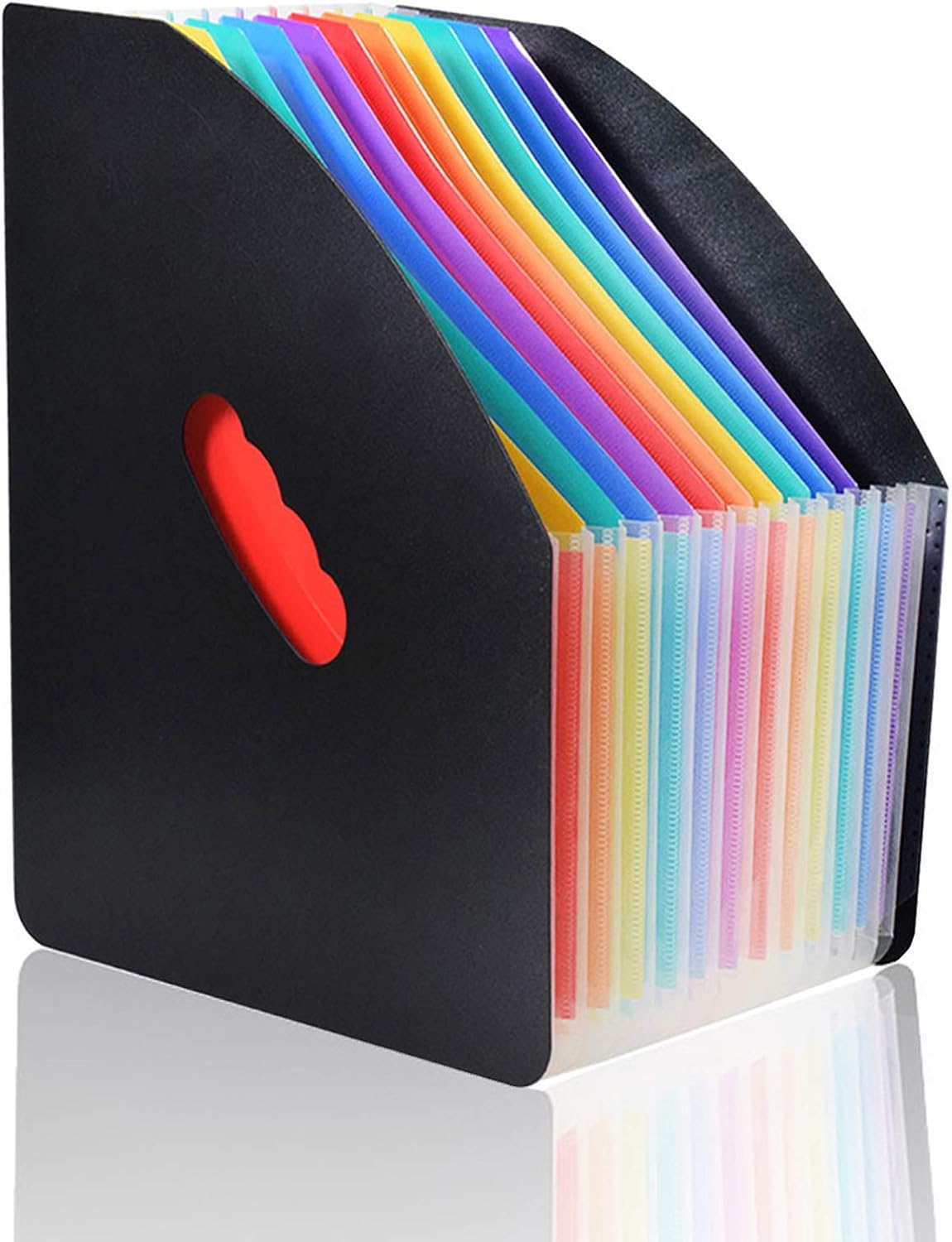 Lemical Desktop Expanding File Holder 13 Rainbow Pockets Portable File Folder 24 Tab Accordion File Organizer Self Standing Magazine File Rack with Cloud-Shape Handle