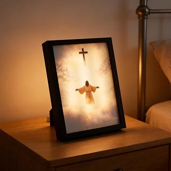 Jesus Lamp, 4D LED Jesus Night Light, Picture Frame Lamp for Christian Decoration, Light Up Nights for Bedroom, Living Room & Prayer Corner Style A