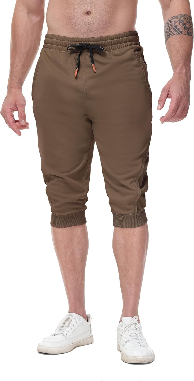 FIRSTGYM Mens Casual Jogger Pants 3/4 Joggers Tapered Fit Workout Gym Training Sweatpants - Image 5