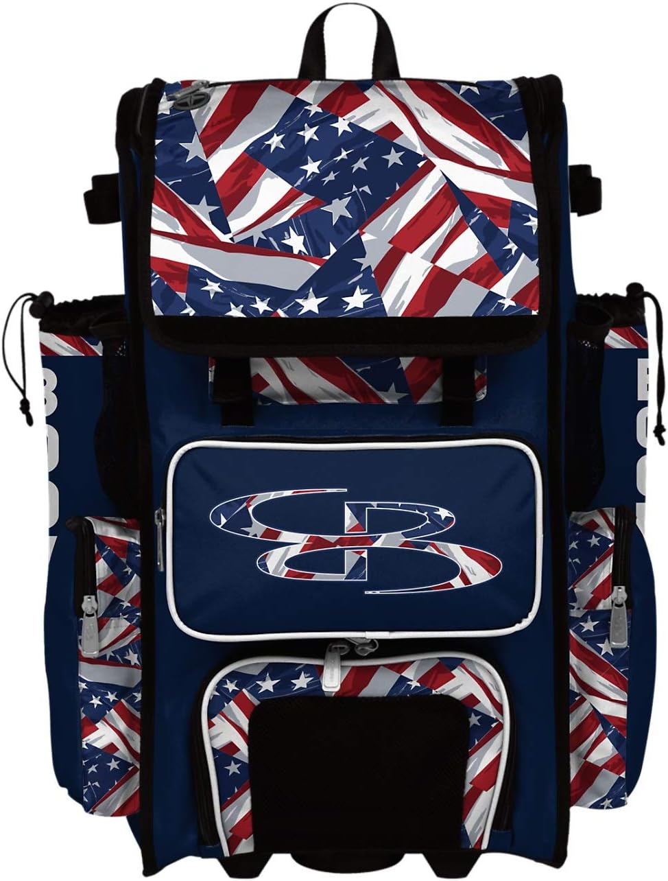 Boombah Superpack Hybrid Rolling Bat Bag - USA Independence Navy/Red/White - Wheeled & Backpack Version