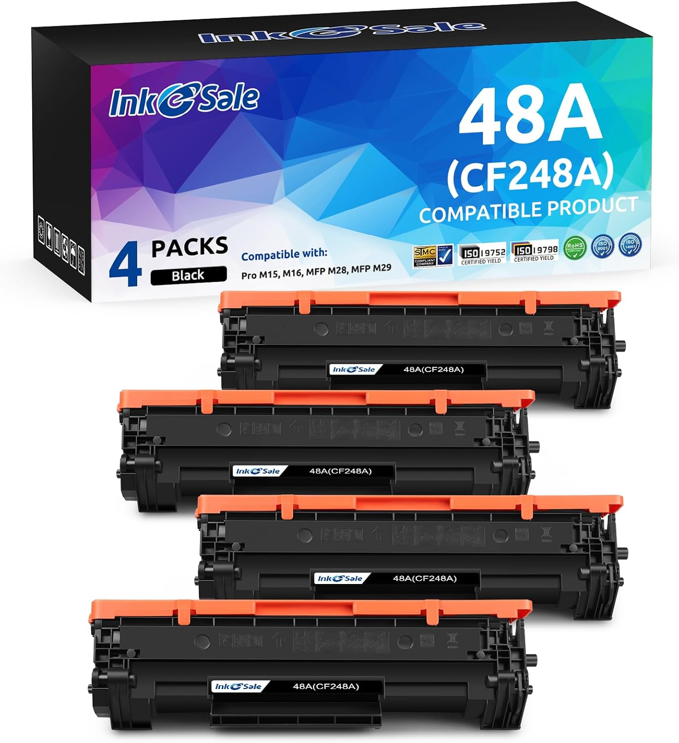 INK E-SALE CF248A Toner Cartridge Compatible Replacement for HP 48A CF248A Toner Cartridge Black for HP Pro M15 M15w M15a M16a M16w MFP M28 M28w M28a M29w M29a Printer 4-Pack