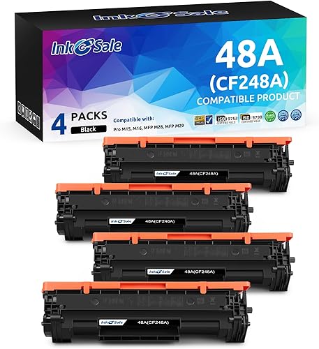 INK E-SALE Cartucho de tóner de repuesto compatible para HP 48A CF248A (negro, 4 unidades) para uso con impresora HP Pro M15 M15w M15a M16a M16w MFP