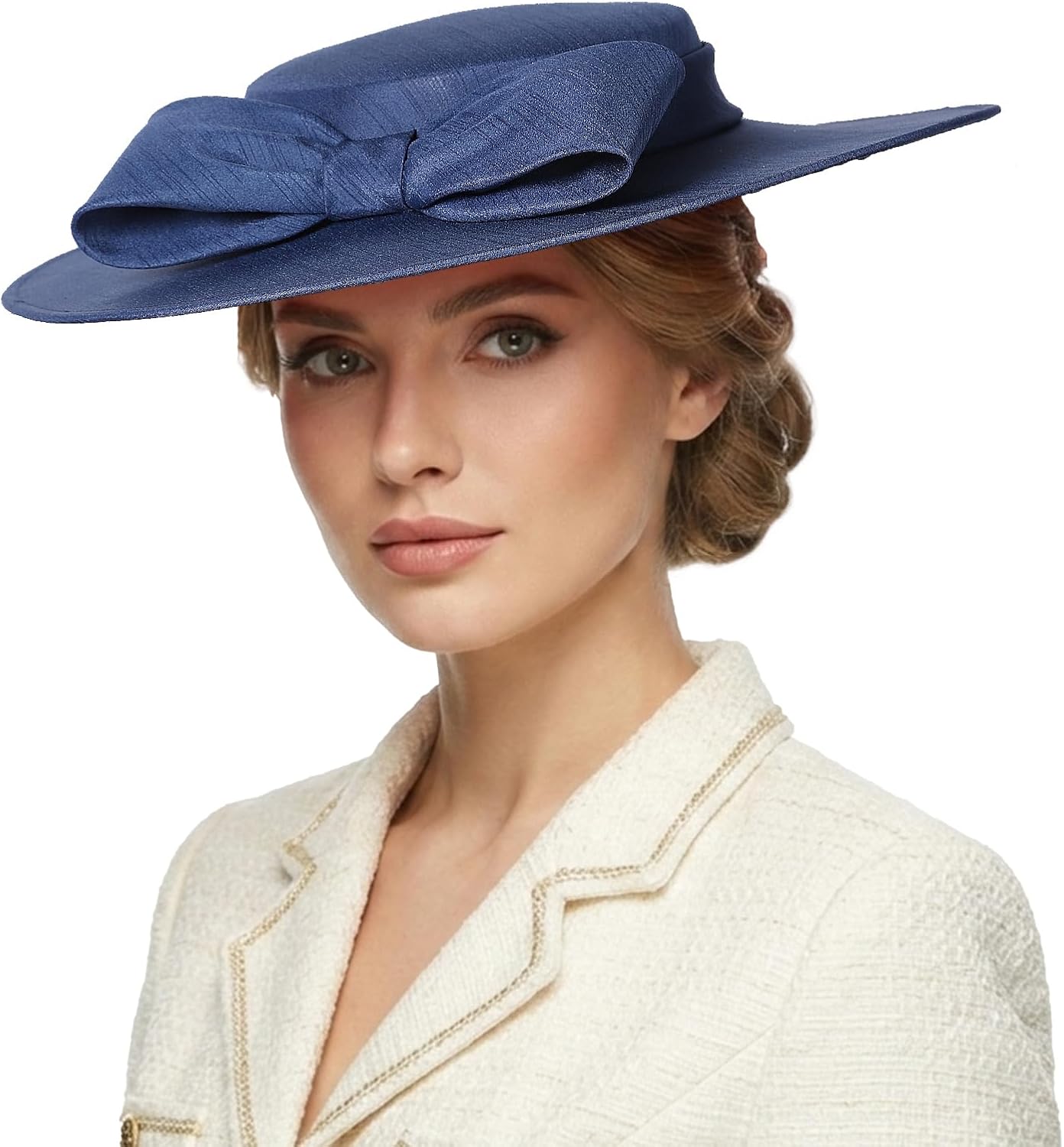 Fascinators Women Wide Brim 20s 50s Derby Pillbox Hat Bowknot Cocktail Tea Party Church Dress Hats