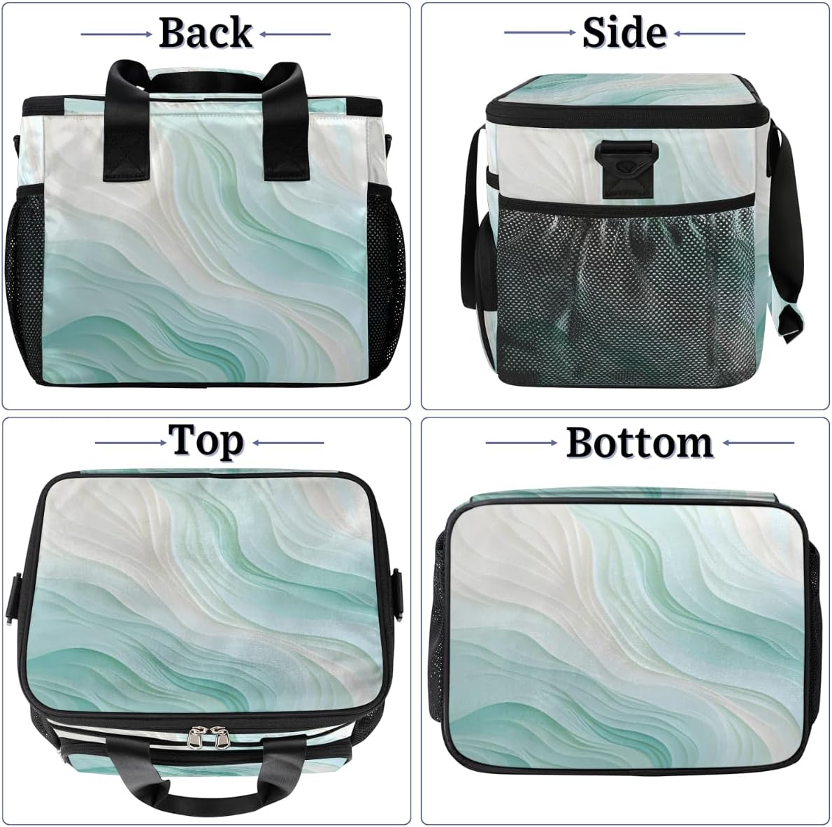 Watercolor Texture Insulated Picnic Backpack Lunch Box for Women Men Picnic Basket Tote Lunch Bag Picnic Bag Portable Lunch Bags for Picnic, Beach, Work, Trip,Office, Camp Blue Gradient
