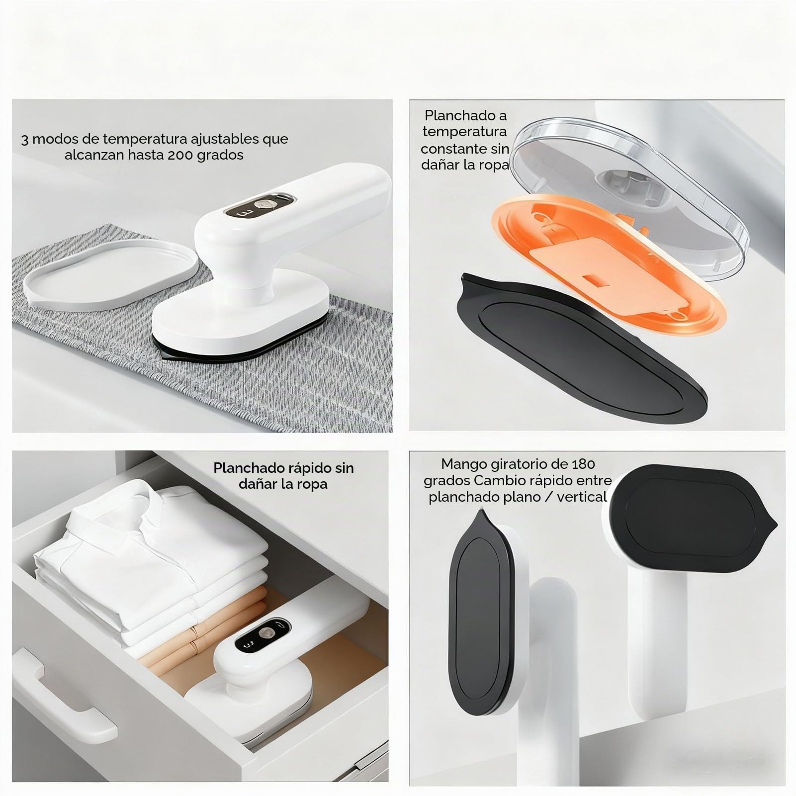 Plancha de Vapor Portátil Plegable para Ropa, Plancha en Seco Inalámbrica, Plancha de Viaje, Mini Plancha de Vapor de 1200mAh para Viaje en Casa