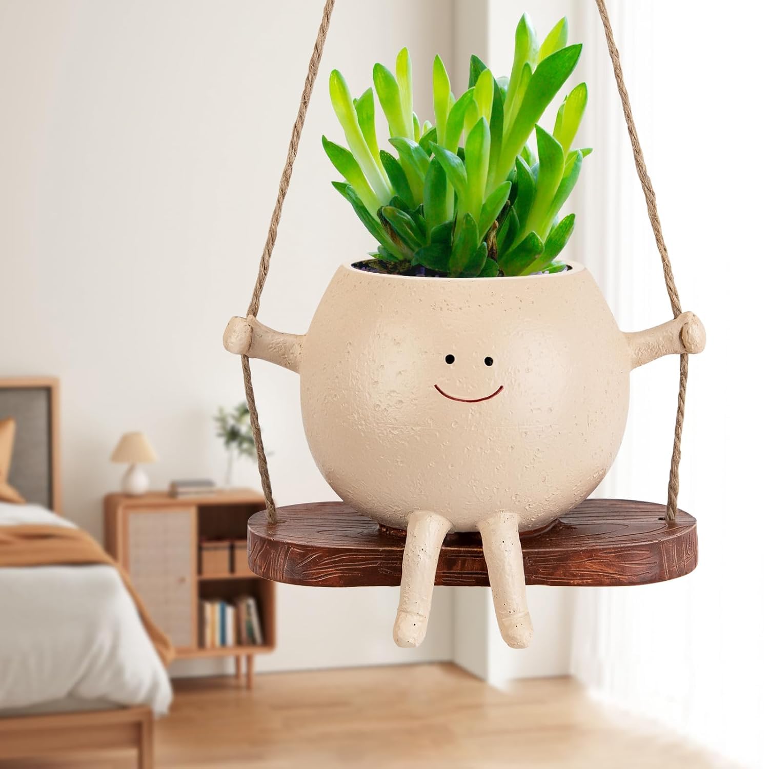 THE MLS Multipurpose Indoor and Outdoor Beautiful Hanging Swing Planter Pot for Home, Balcony and Garden (Flowers Included) (Pack of 1) (B0D73W7WD2) Amazon Price History, Amazon Price Tracker