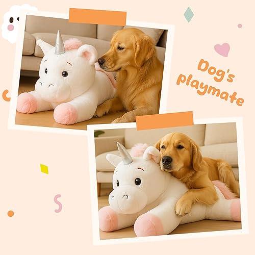 Miniatura 5 de Animal de peluche de unicornio, peluche gigante de 31.5 pulgadas, juguete de unicornio grande y suave, regalo de fiesta de cumpleaños y días