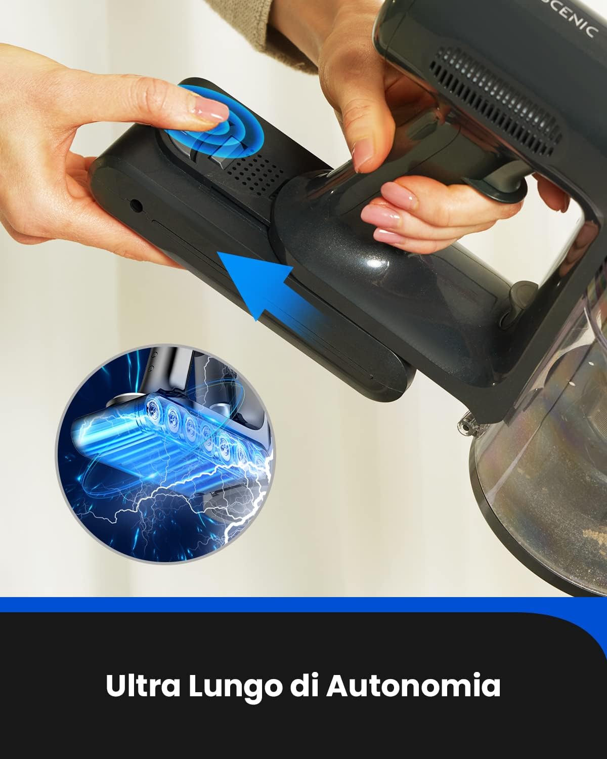 Proscenic P12 Aspirapolvere Senza Fili, 33kPA Scopa Elettrica Potente, Anti-Avvolgimento, LED Vertect™ Verde, 60Minuti Autonomia per Peli Animali/Tappeti/Pavimenti Proscenic P12 Aspirapolvere Senza Fili, 33kPA Scopa Elettrica Potente, Anti-Avvolgimento, LED Vertect™ Verde, 60Minuti Autonomia per Peli Animali/Tappeti/Pavimenti