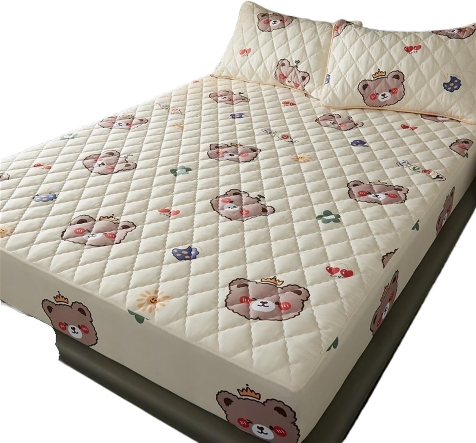 Waterproof mattress protector Waterproof Thick Quilted Adjustable Fitted Sheet Single-Piece Mattress Protector Cover Prevent Urine for Bed(Mihuang07,150x200x30cm)