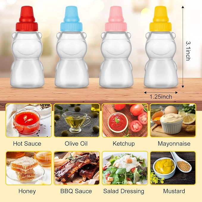 12 Mini Botellas Salseras 25ml para Loncheras Niños miniatura 3