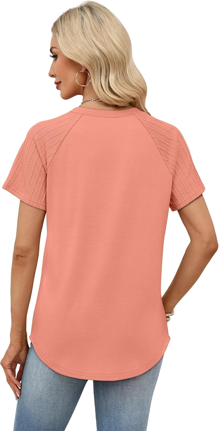 WIHOLL Summer Tops for Women 2026 Trendy Short Sleeve Shirts Crew Neck Tops Curved Hem Fashion Clothing - Image 4