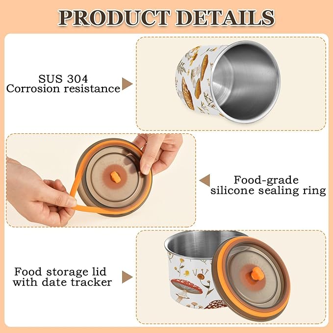 ALAZA Mushroom Flower Recipiente Airtight 500ml Acero Inoxidable miniatura 6