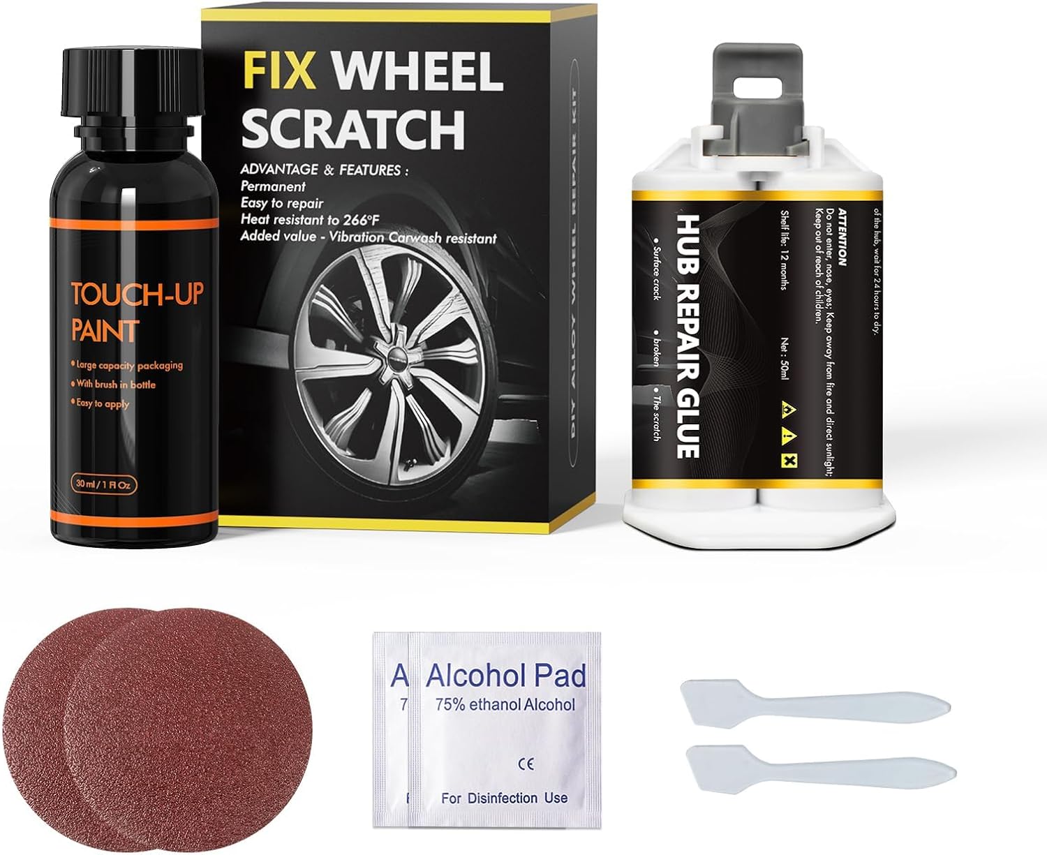 Sonic Silver Rim Touch Up Paint for Tesla Model 3/Y/S/X Cyclone/Stiletto/Slipstream/Tempest/Helix/Apollo Wheels, Rim Repair Kit Curb Rash for Fix Rims Scratches, Chips and Surface Damage