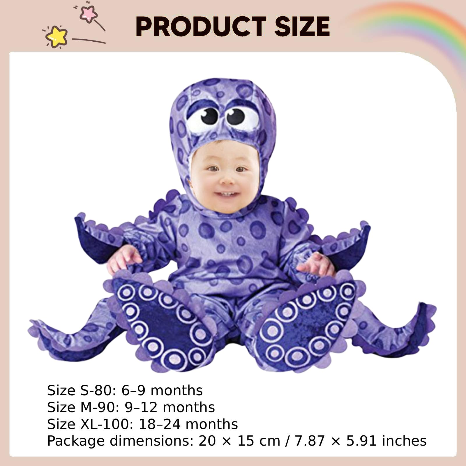 Baoblaze Costume da Cucciolo di Animale, Tutina con Cappuccio, Morbida e realistica, Tuta per Cosplay, Costume di Halloween per Feste in Maschera, Carnevale e, Polpo, S