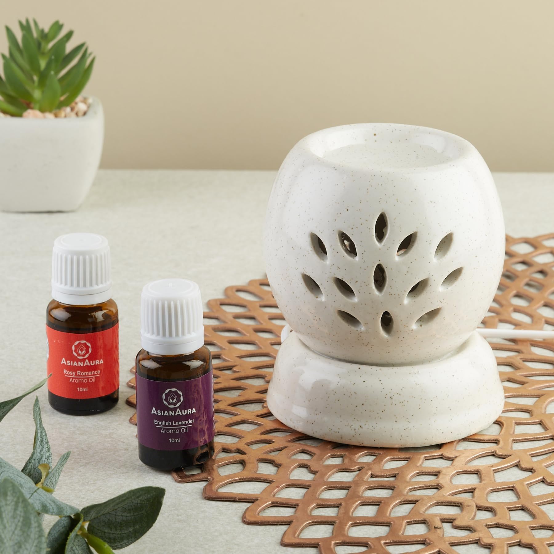 Asian Aura Aroma Diffuser for Home Fragrance| Aroma Burner for Aromatherapy| Home Decor| Aroma Oil Warmer Electric Ceramic Diffuser for Room Fragrance (Round 2)