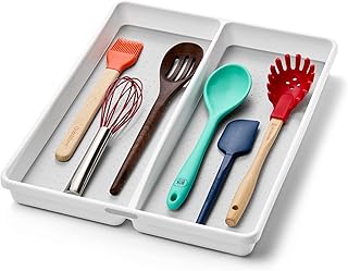 madesmart Organizador clássico de gavetas para utensílios grande, cor branca