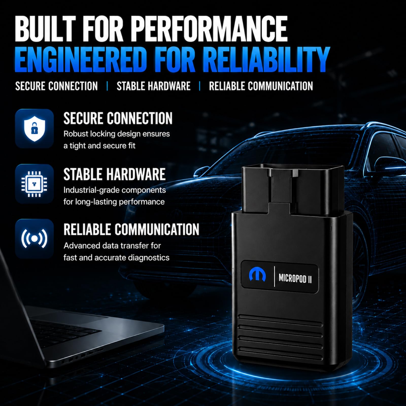 MicroPod 2, strumento diagnostico e programmazione per Jeep Dodge Chrysler Fiat, scanner completo con supporto DRBIII, compatibile con veicoli 1998-2016, V17.04.27