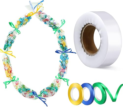 Glenmal Kit de fabricación de caramelos de graduación Lei bolsas de plástico para fiesta, incluye tubo de polietileno de 2 pulgadas x 110 yardas, 3