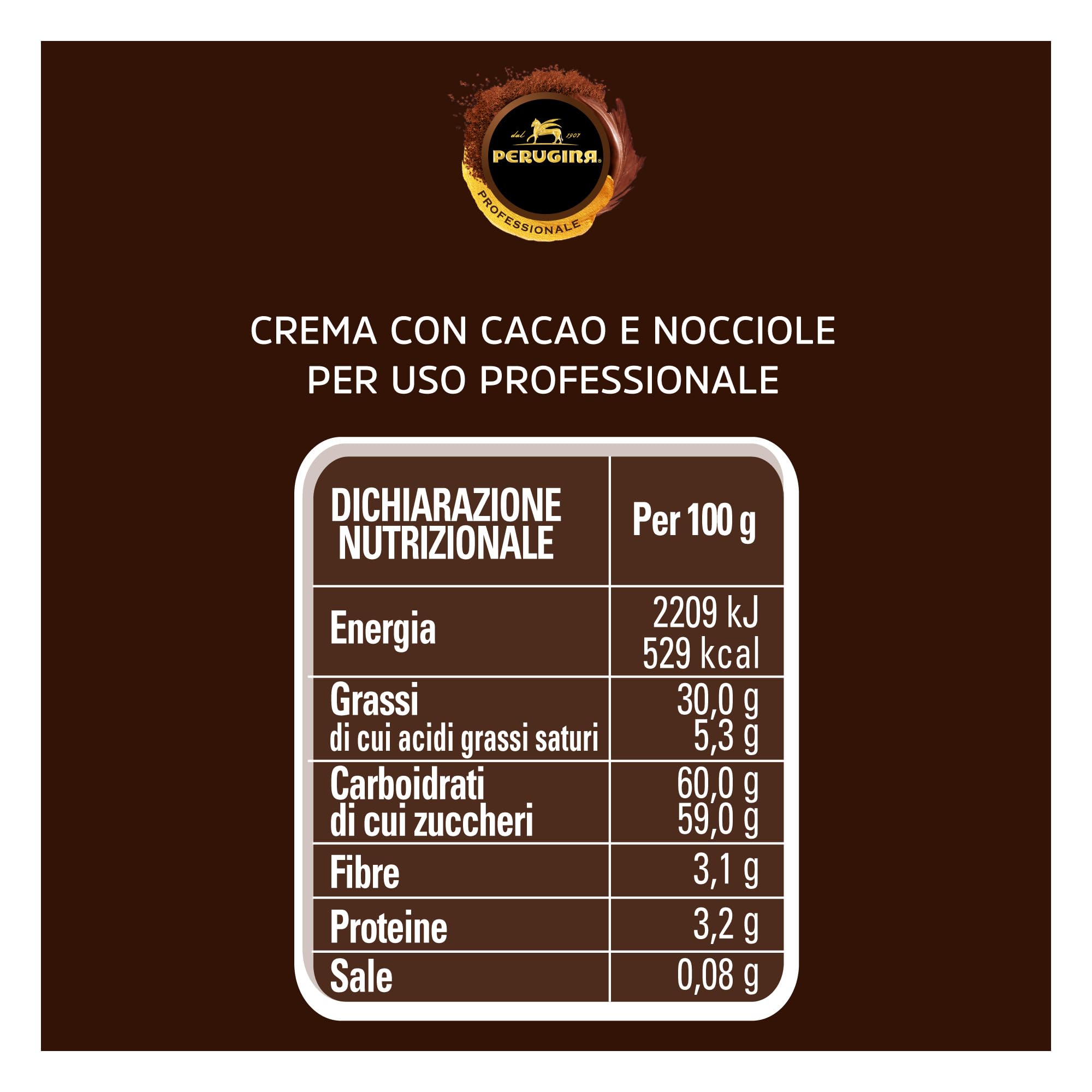 PERUGINA PROFESSIONALE Crema Intensa Nocciole Secchiello 3kg | Crema spalmabile al gianduia, ideale per come ingrediente per la realizzazione di dolci, farciture e guarnizioni