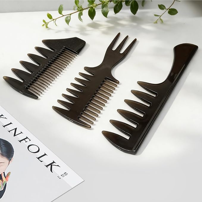 Set de 3 Peines para Peinar y Desenredar Cabello Negro miniatura 3
