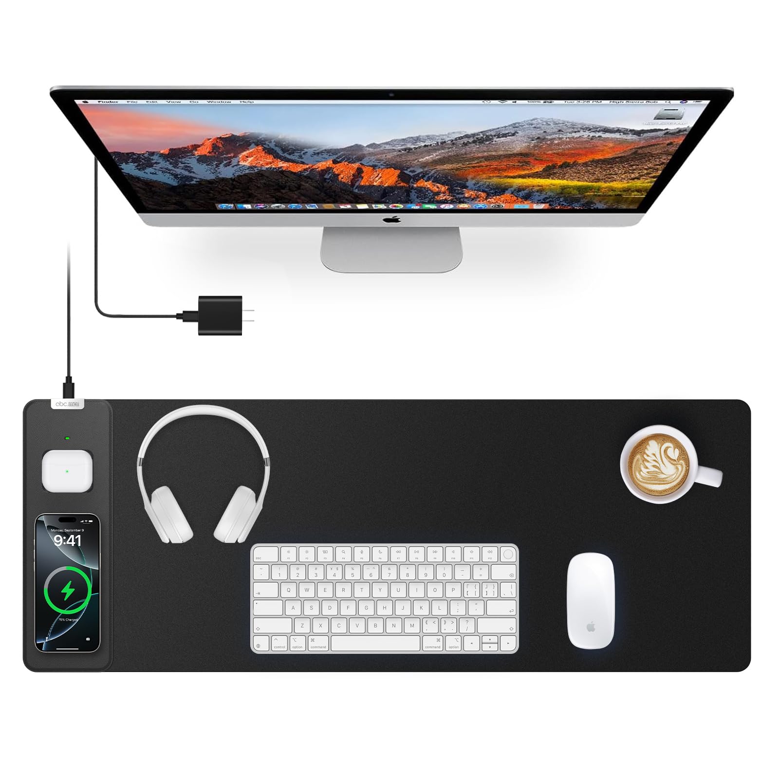 Magnetic Wireless Charging Mouse Pad 27 5x11 8 Gaming Desk Mat for Keyboard Laptop Non-Slip Base 20W PD