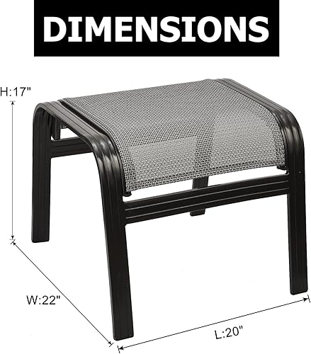 Miniatura 10 de Reposapiés de metal para exteriores, muebles otomanos para exteriores, reposapiés, juego de 2 asientos pequeños para jardín, balcón, césped, 22 x 20