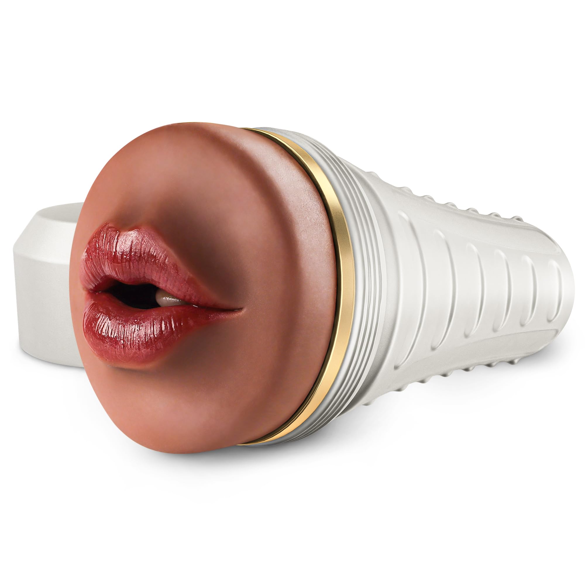 Male Masturbator Oral Sex Toys for Men, Realistic Pocket Pussy Deep Throat Oral Blow Textured with 7.5in Depth, Sexy Lips &amp; Soft Tongue Fleshy Texture, Sex Machine Blowjob Toy for Men (Brown)