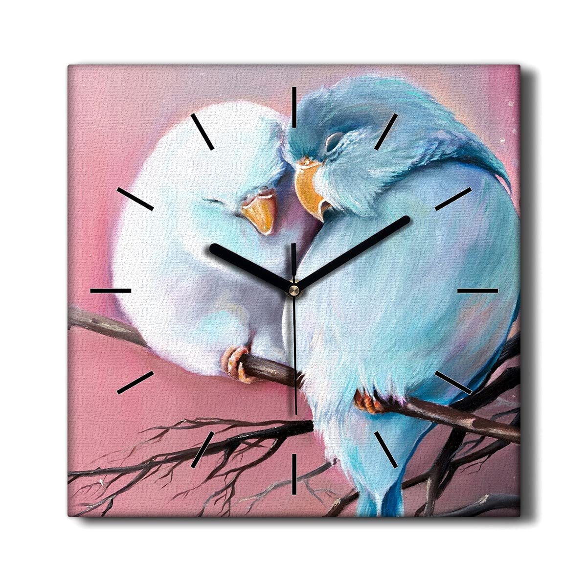 Horloge sur Toile Oiseaux Chanteurs Évocation de Nature au Salon