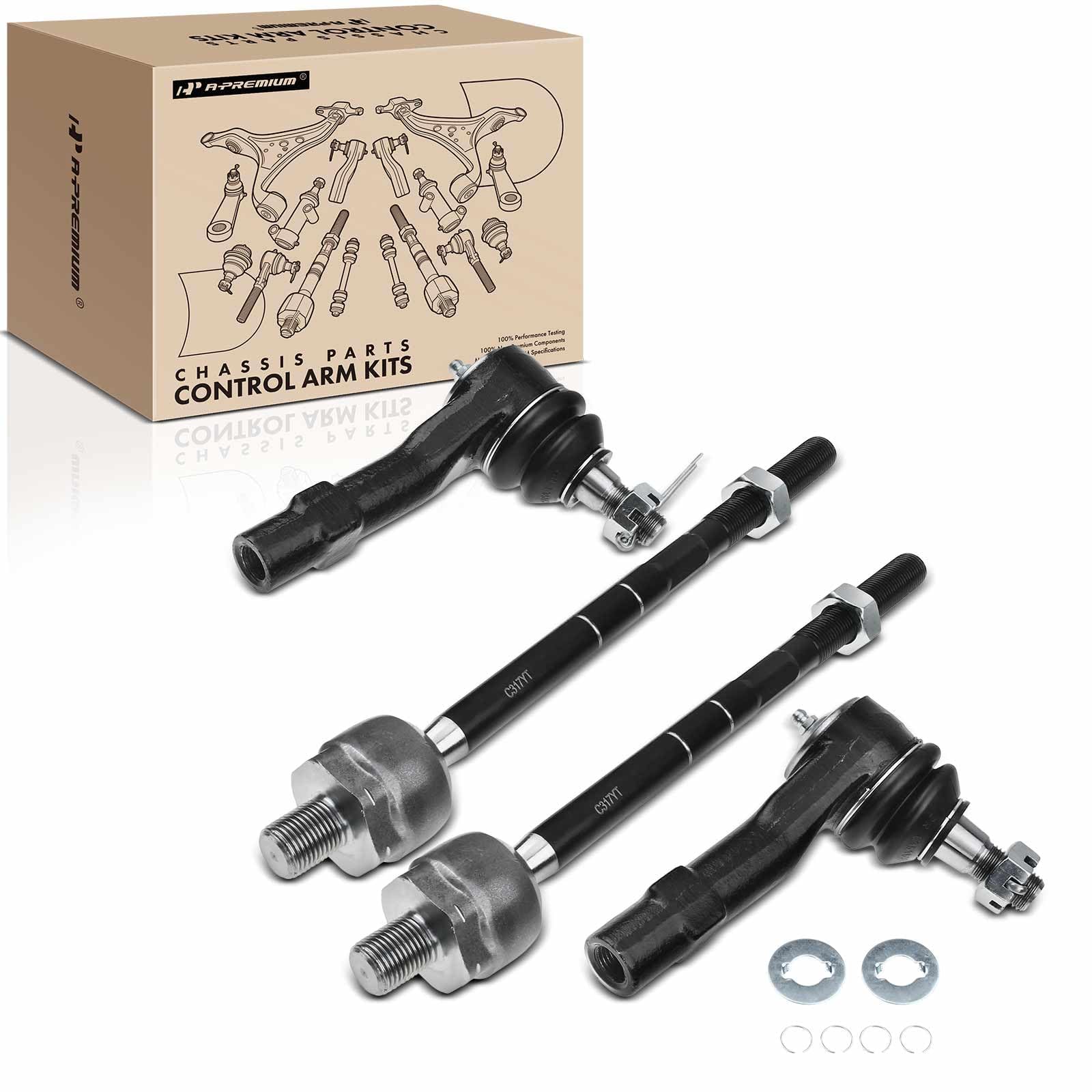 A-Premium Set of 4, Front Inner & Outer Tie Rod End Kit, Compatible with Ford Explorer 98-01, Ranger 98-11, Mazda B2300 01-09, B2500 98-01, B3000 98-