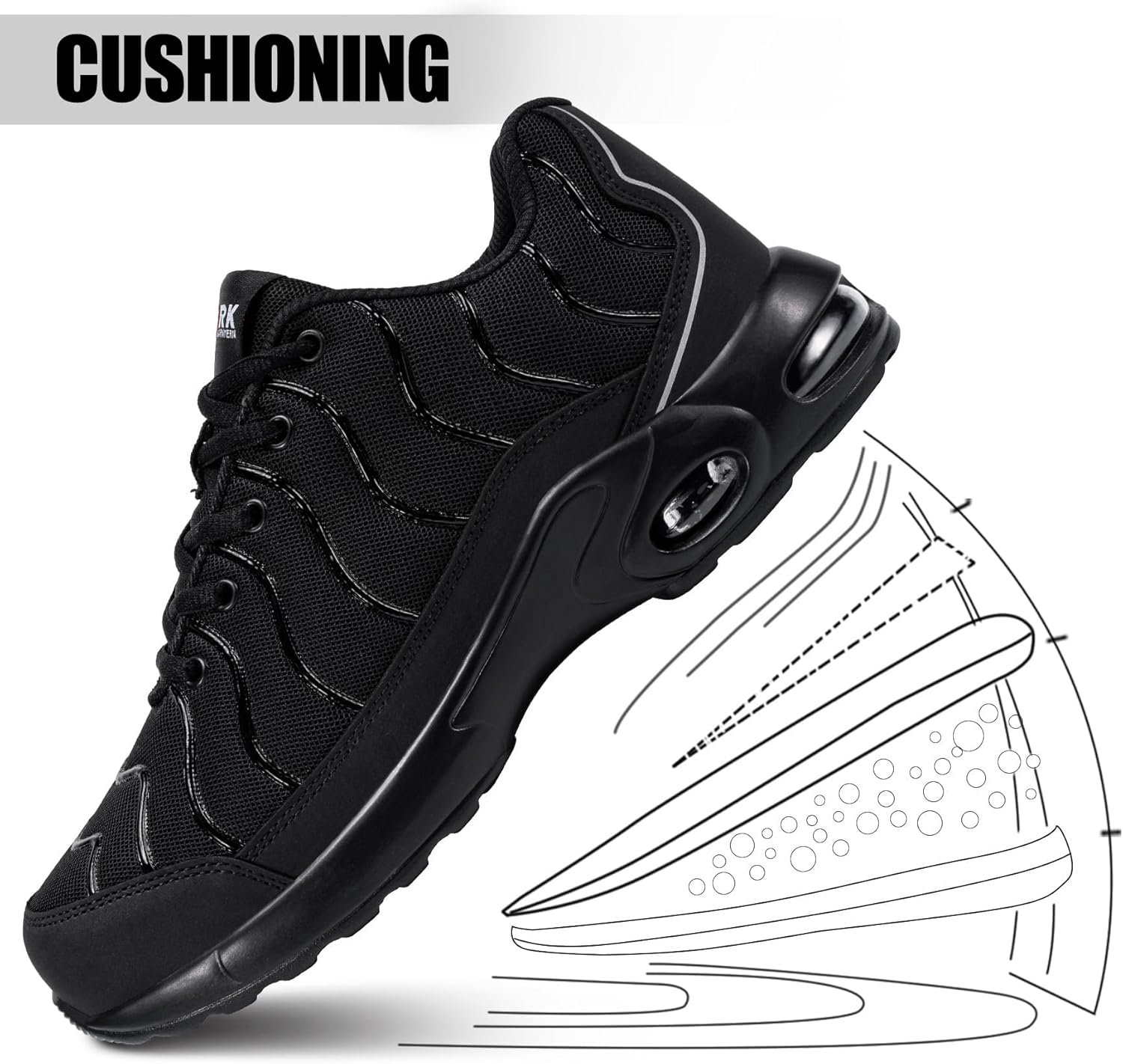 DYKHMILY Steel Toe Sneakers for Men Wide Work Shoes Puncture Proof Lightweight Safety Sneakers Slip Resistant Steel Toe Tennis Shoes - Image 2