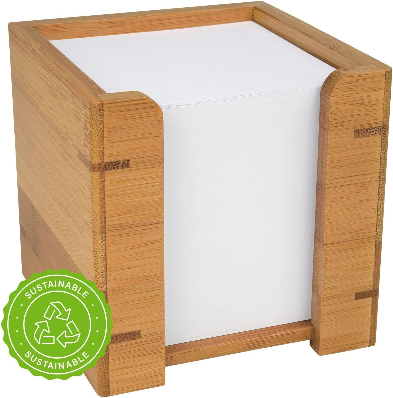 WEDO 61707 Zettelbox bamboo, including 900 sheets of paper 9 x 9 cm, in a gift box, brown