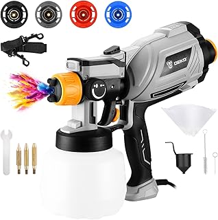 Paint Sprayer :DEKOPRO 1000W HVLP High Power Paint Gun with 1200ml High Capacity Container, Easy to Clean,for House Painting, Furniture, Cabinets, Fence, Walls, Door, Garden Chairs etc
