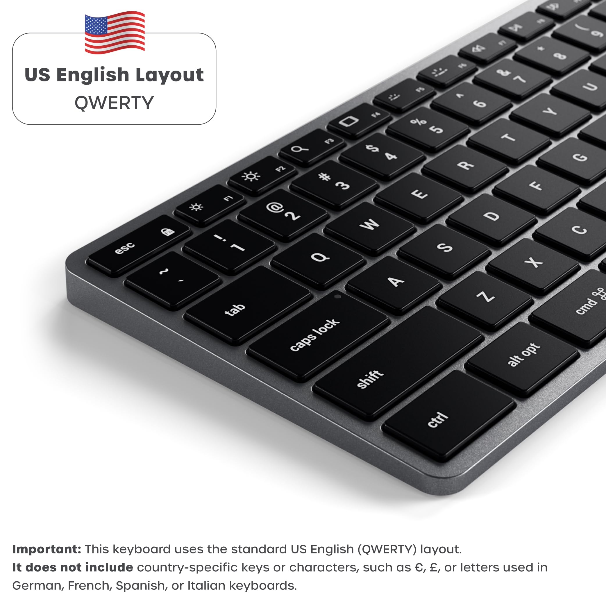 SATECHI Klawiatura przewodowa podświetlana Slim W3, podświetlana, USB-C z klawiaturą numeryczną do MacBooków, laptopów i innych (szara gwiezdna, układ US)