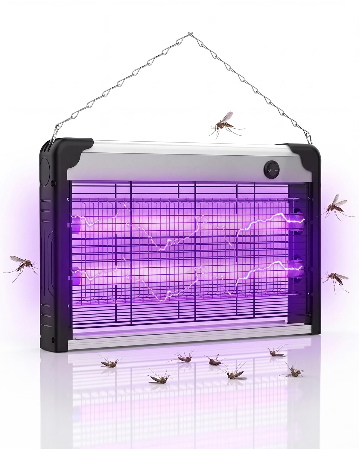 3800V Insektenvernichter elektrisch, 2 LED-UV-Licht mit hybrides Spektrum, wandmontierte Insektenlampe. Effektive Fliegenfalle für Haushalt, Küche und Garten gegen lästige Fluginsekten
