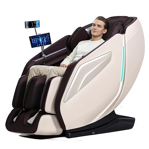 4D Massage Chair Full Body Zero Gravity Recliner - 55“ SL-Track,15 Auto Modes,11 Massage Technique,40 Airbags Massage,with Yoga Stretch,APP Control,Shiatsu Foot Massage(Coffee)