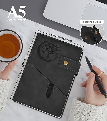 Miniatura 2 de PAIBAS Cuaderno en blanco, cuaderno de bocetos A5 de cuero de tapa dura con 200 páginas de papel grueso en blanco para hombres y mujeres, diario de