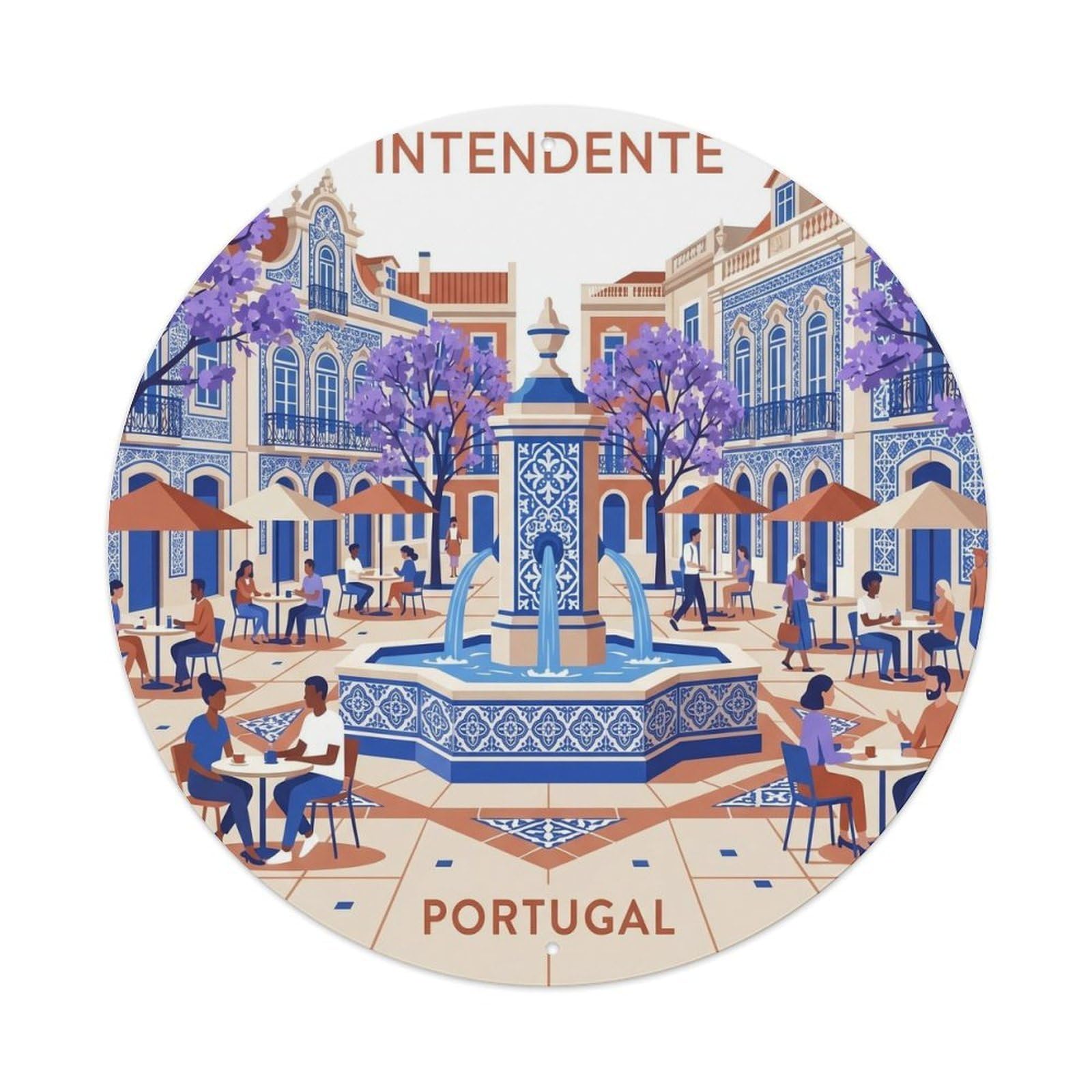 Olhnbad Style Portugal Lisboa Intendente Square Portuguese Heritage Metal Tin Sign