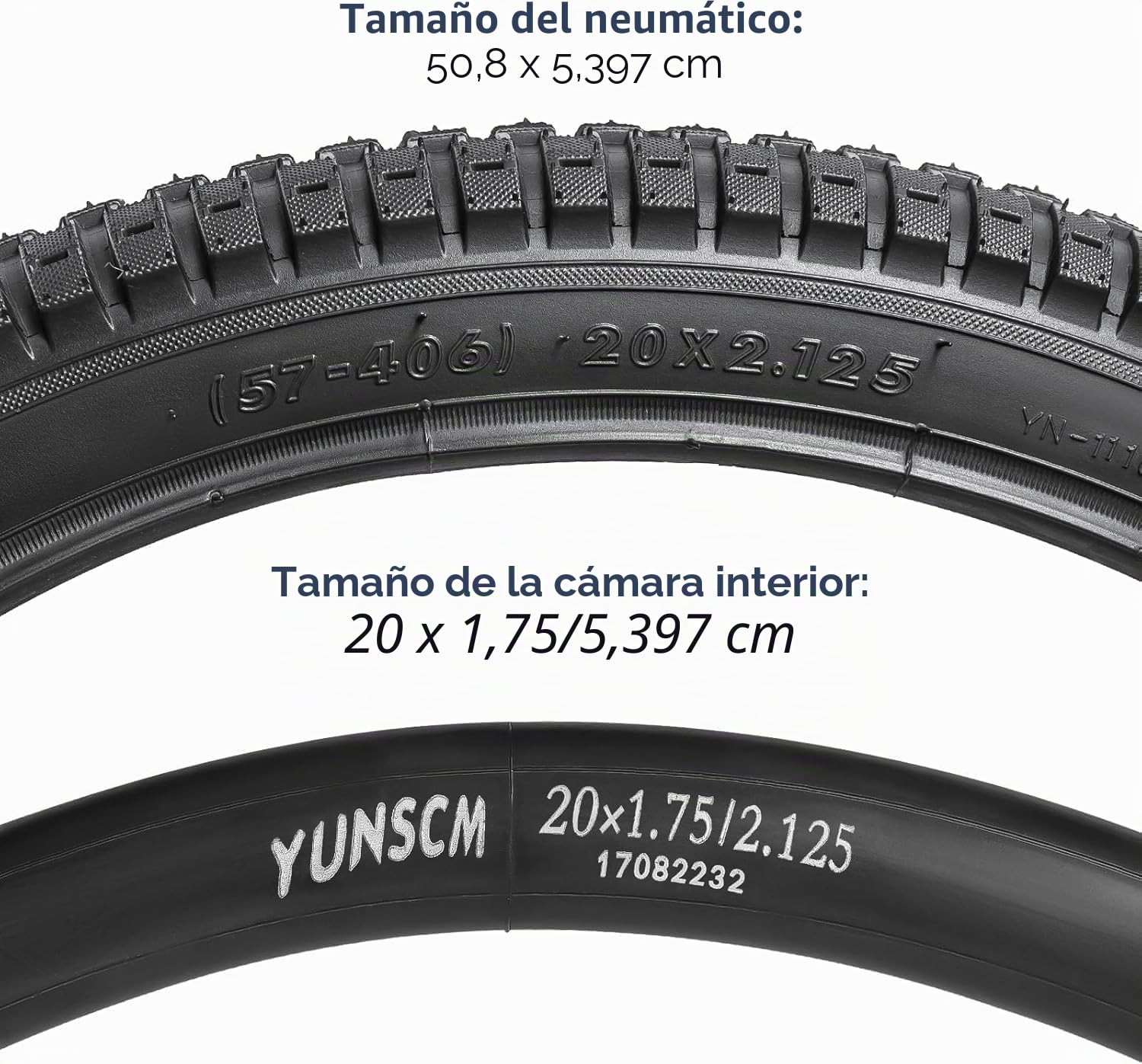 YunSCM 2PCS Plegable 20 Pulgada Neumáticos 20x2.125 ETRTO 57-406 más 2PCS 20 Pulgada Cámara de Aire AV32mm Valve Compatible Bike 20x2.10 20x2.125 20x2.25 Neumáticos and Cámara de Aire