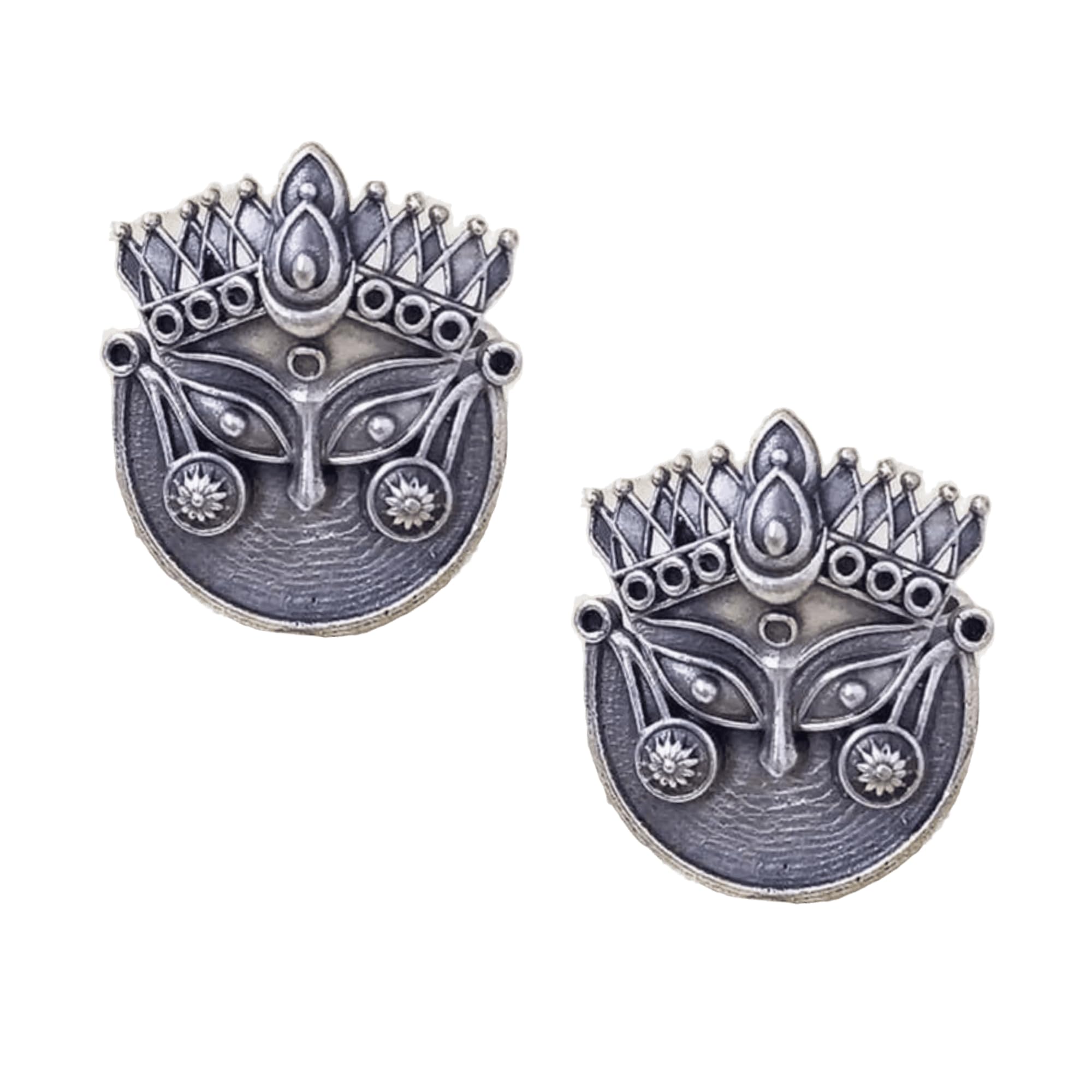 Dulcett India Oxidized Silver Stud Earrings - Exquisite German Silver Jewelry Featuring Maa Durga - Perfect for Women & Girls (Celebrating Durga Puja Earrings) (B0CH3JZG14) Amazon Price History, Amazon Price Tracker