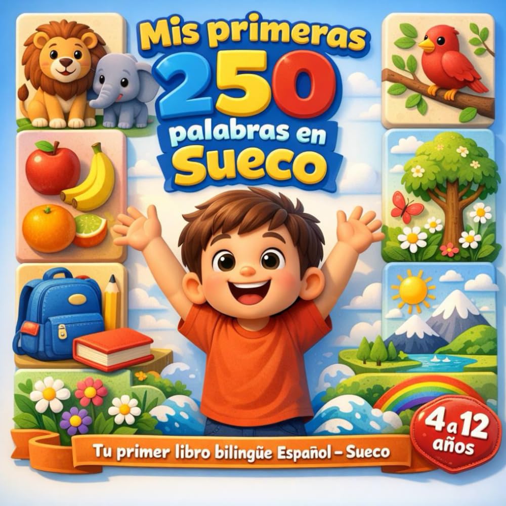 Mis primeras 250 palabras en Sueco: Diccionario ilustrado bilingüe español–sueco para niños y principiantes – 250 palabras básicas para aprender sueco fácilmente