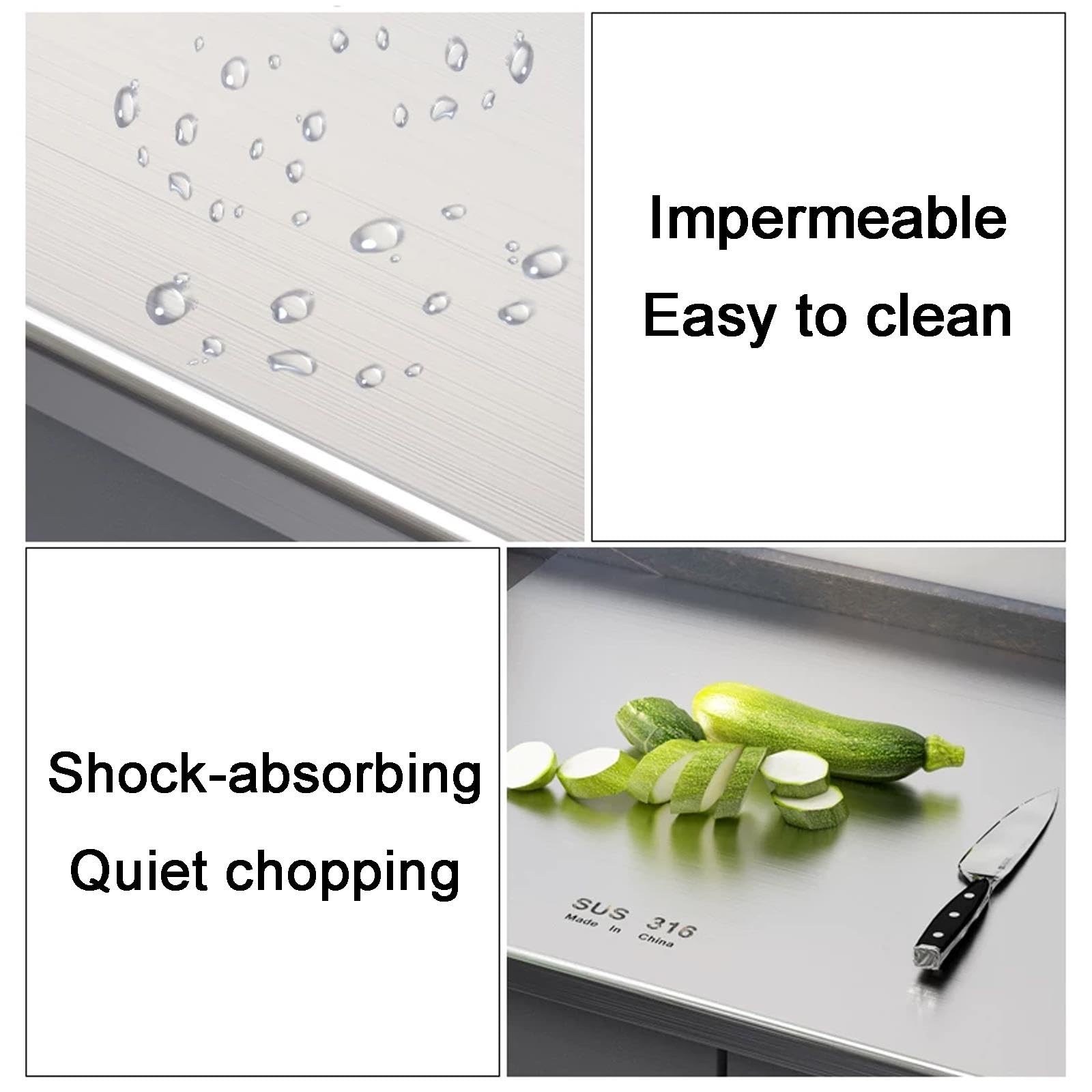 Tabla de Acero Inoxidable Para Picar Cocina Grado Alimenticio, 3mm Grosor