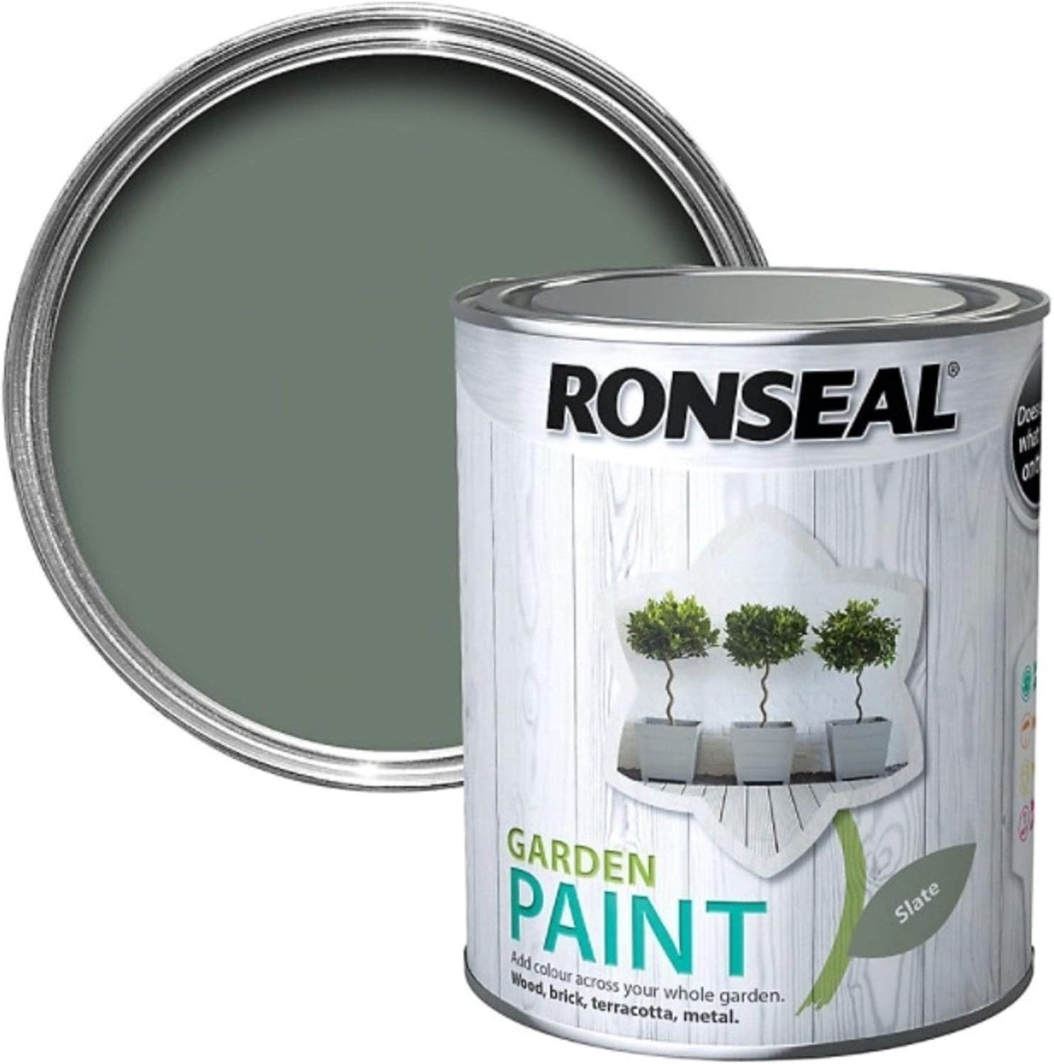 RONSEAL RSLGPSL750 GPSL750 Garden Paint Slate 750ml, 750 ml, Grey, 750 ml (Pack of 1)